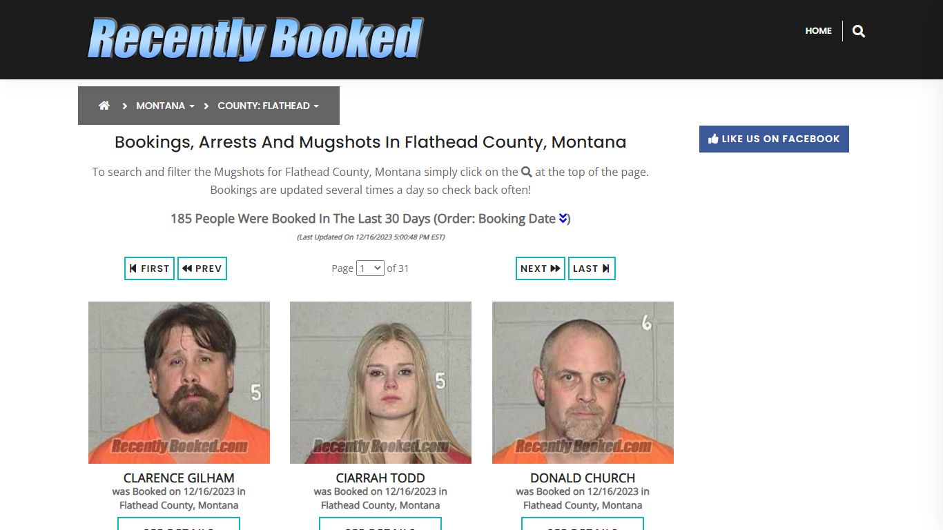 Recent bookings, Arrests, Mugshots in Flathead County, Montana