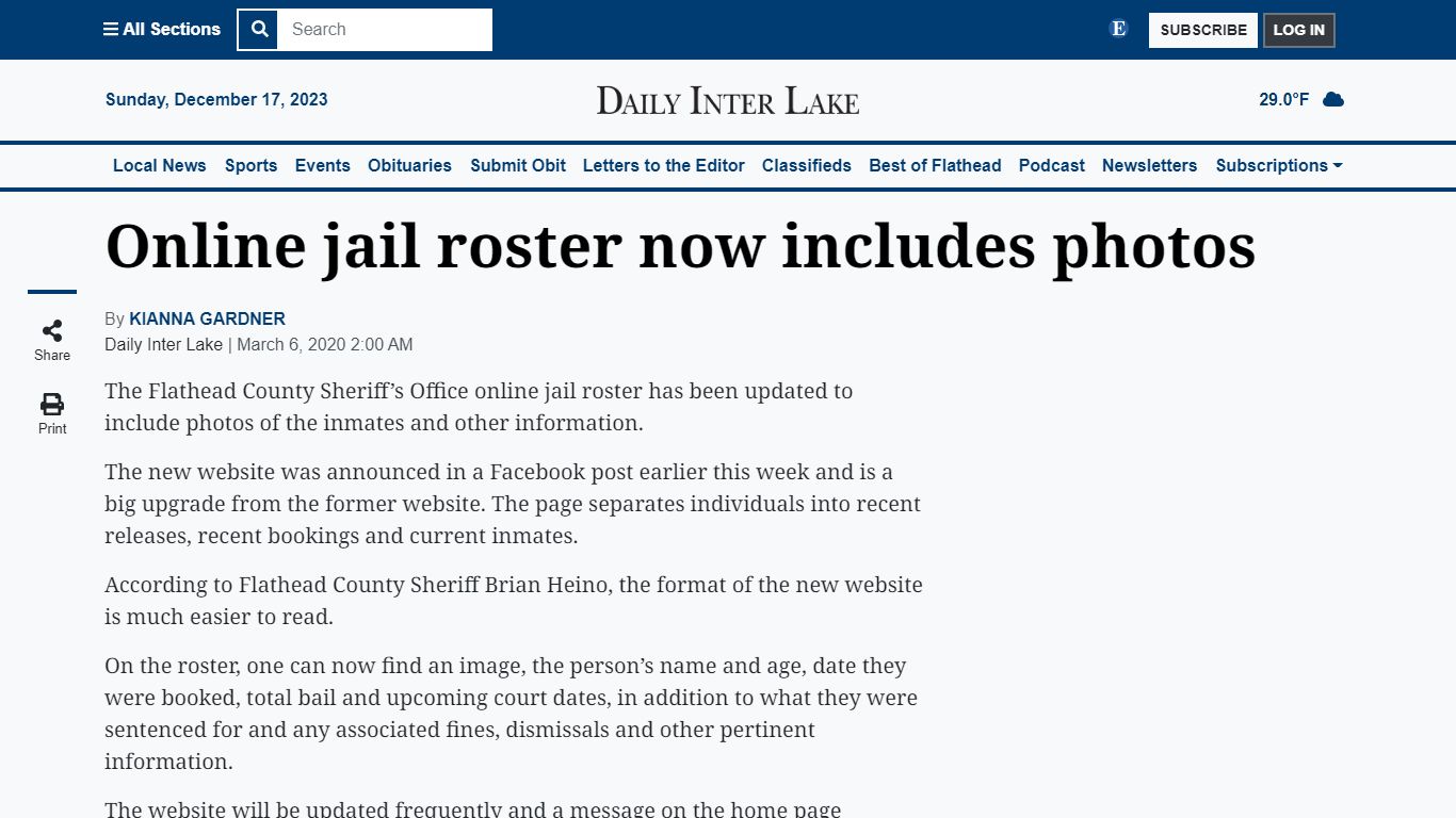 Online jail roster now includes photos | Daily Inter Lake